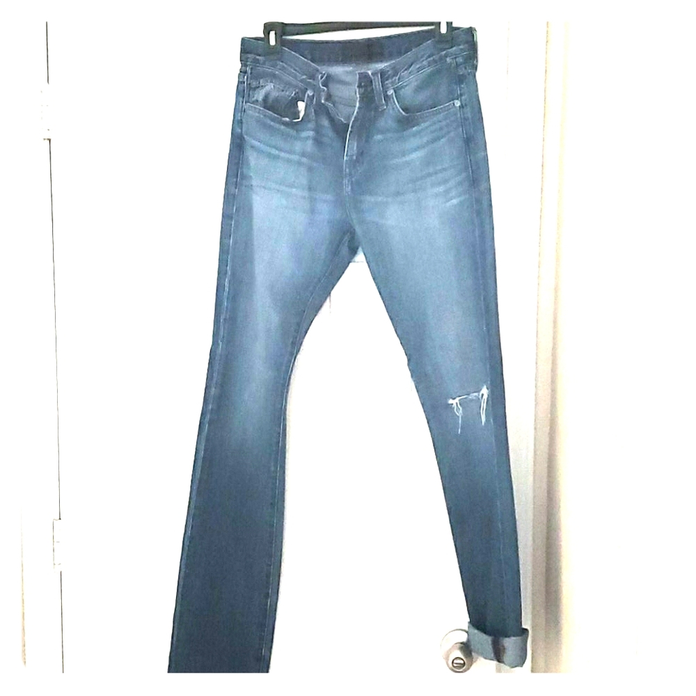 J Brand Straight-Leg Distressed Blue Jean